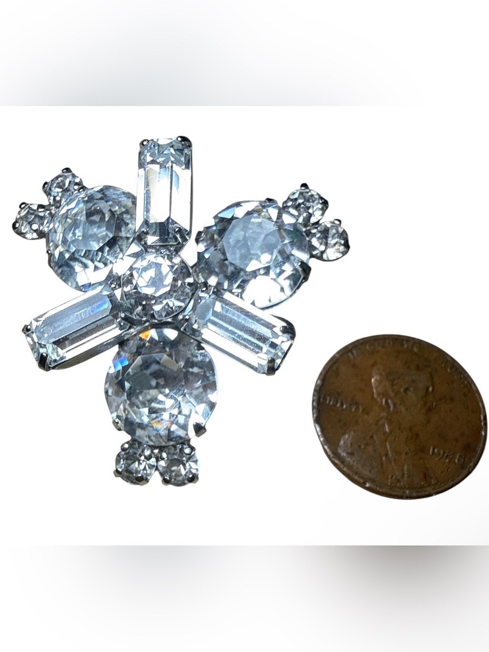 Kramer of New York Vintage Clear Rhinestone  Brooch